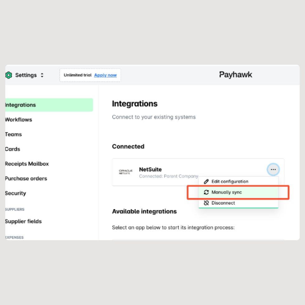 De directe Netsuite-integratie van Payhawk is geüpgraded - aangepaste records en mogelijkheden voor gesplitste documentdatum